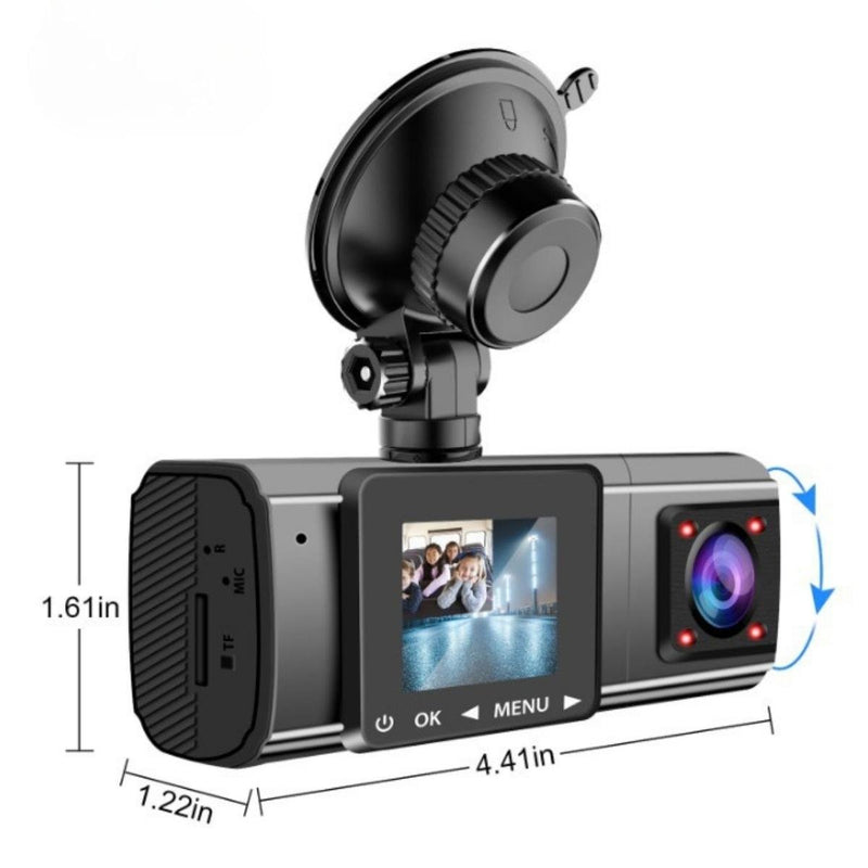 3 Cameras Smart Dash Cam Car DVR - With Rear Camera and GPS Antenna - No SD Card -