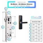 Smart Door Lock - 35-85mm (22x240mm) - Bronze -