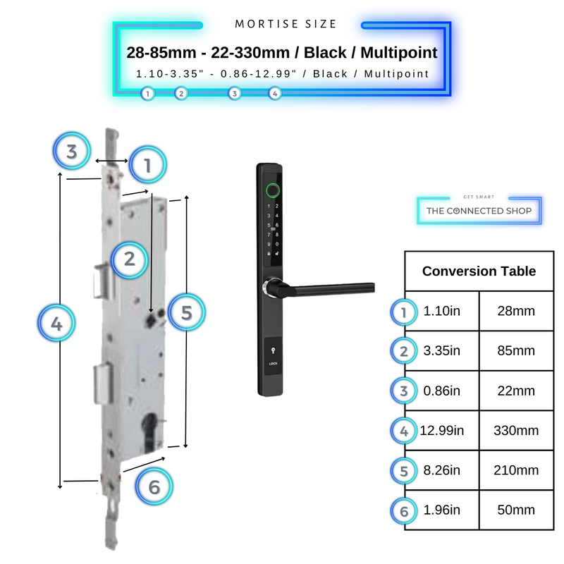 Smart Door Lock Sleek Black 2885 330mm multipoint