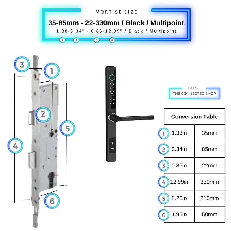 Smart Door Lock Sleek Black 3585 330mm multipoint