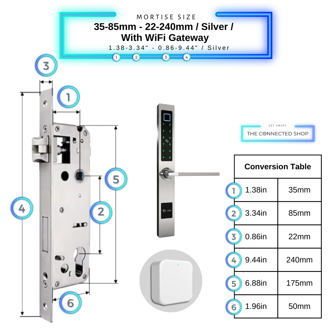 Smart Door Lock Sleek Silver 3585 240mm wifi gateway