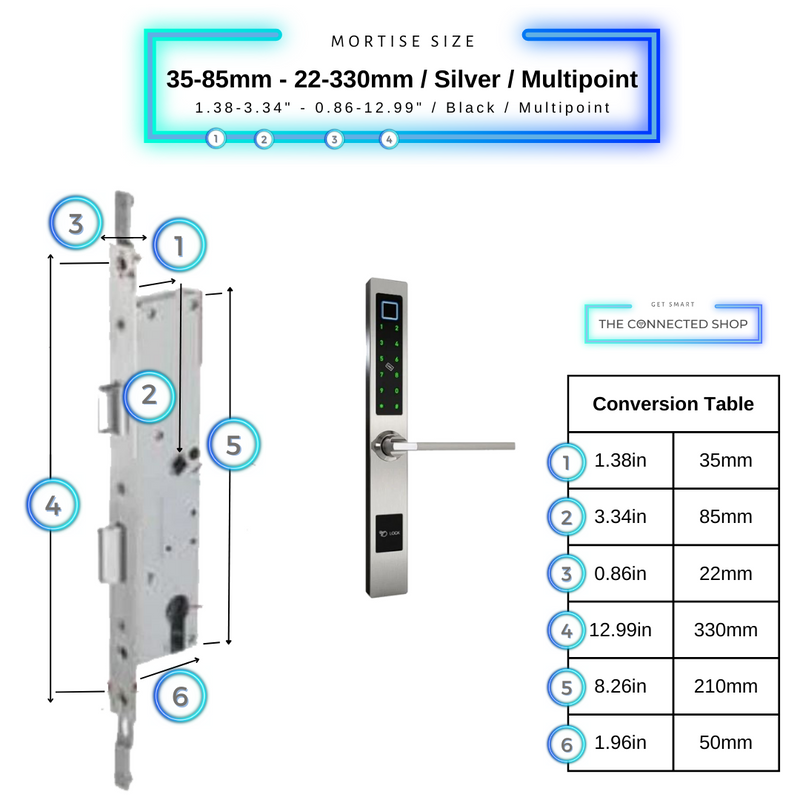 Smart Door Lock Sleek Silver 3585 330mm multipoint