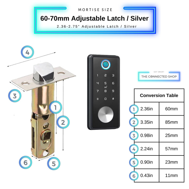 Deadbolt Smart Door Lock - Silver - 60-70 Adjustable Latch -