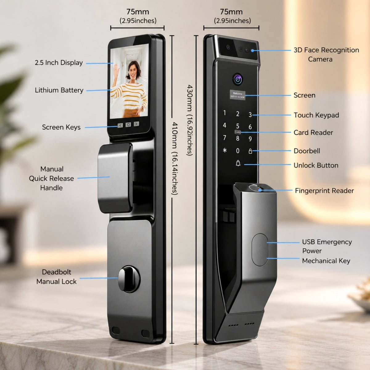 Face rec smart lock pro measurements