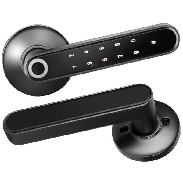 Fingerprint Smart Door Handle - Black - 50mm Single Latch -