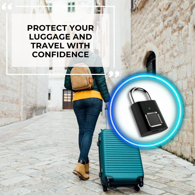 Luggage Fingerprint Padlock - Black - -