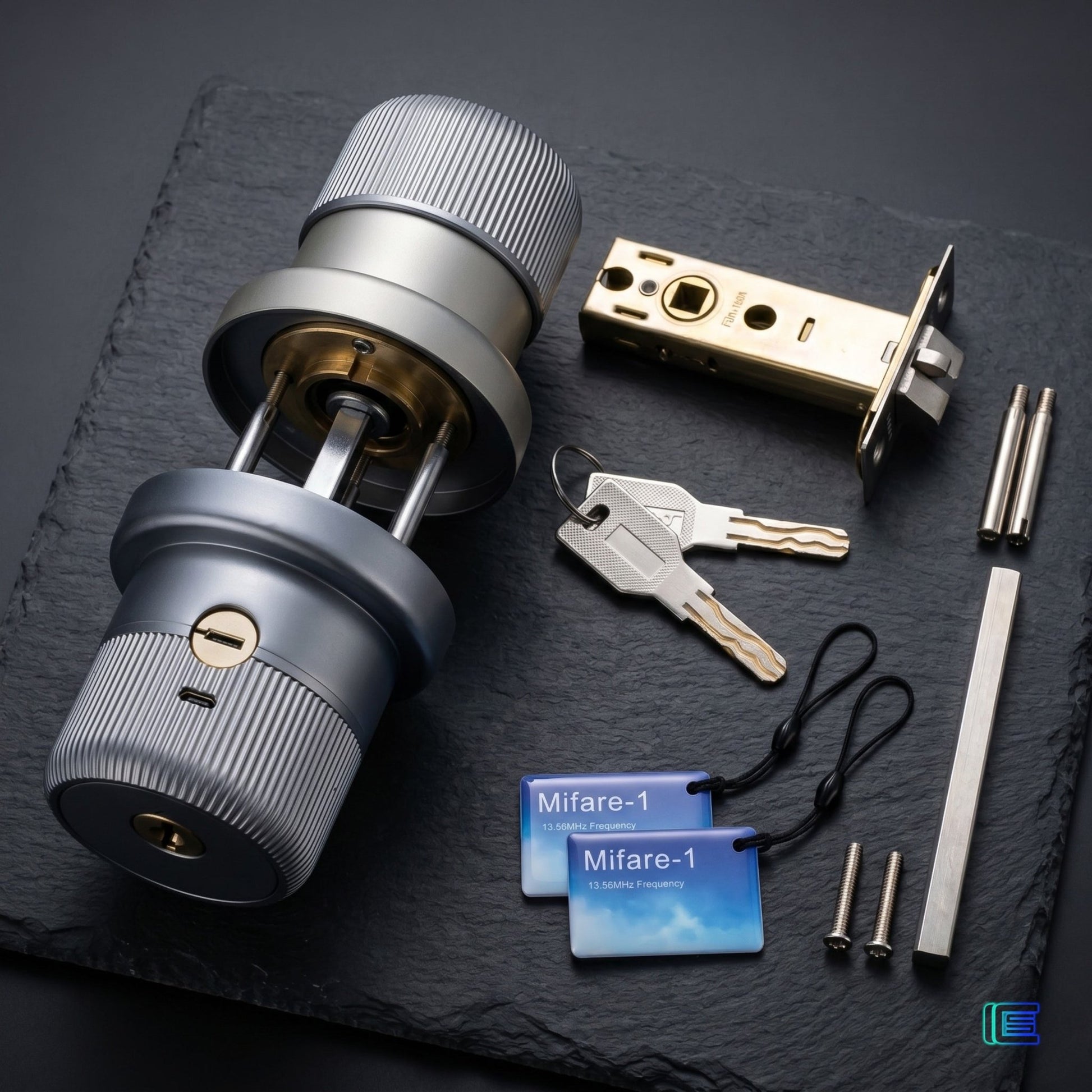 smart door knob lock silver 5