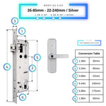 Smart Door Lock - 35-85mm (22x240mm) - Silver -