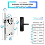 Smart Door Lock - 50-50mm (22x180mm) - Black -