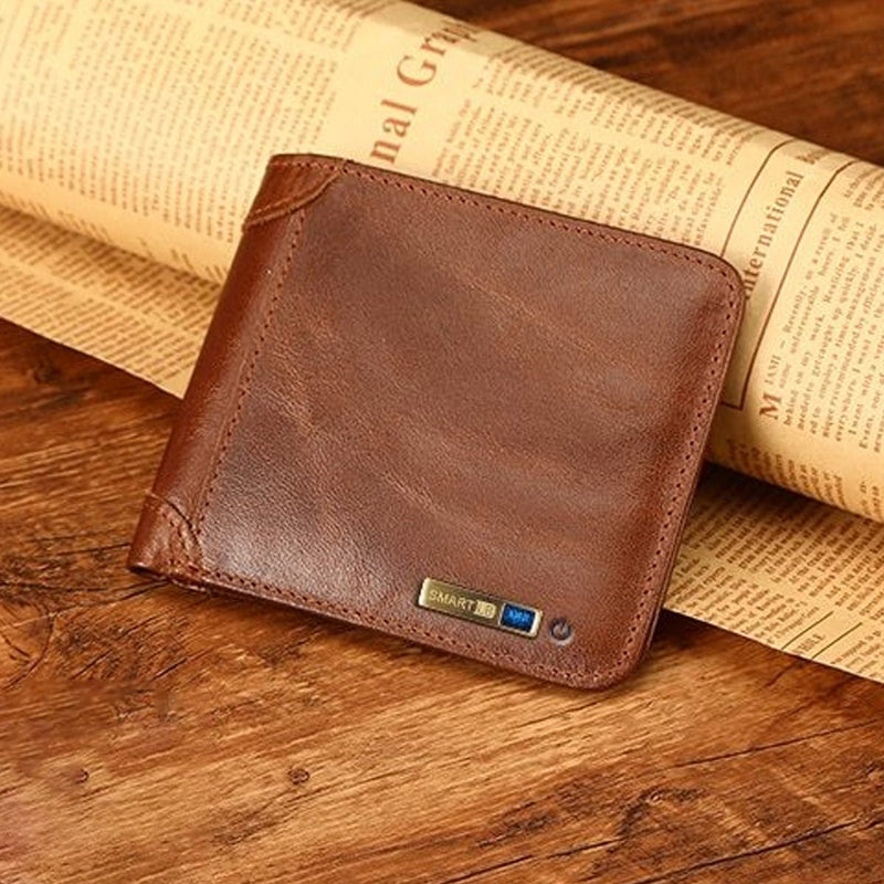 Smart Wallet Vintage Bluetooth Tracker - Brown - -