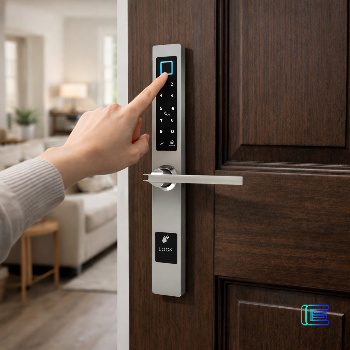 smart door lock sleek silver 1