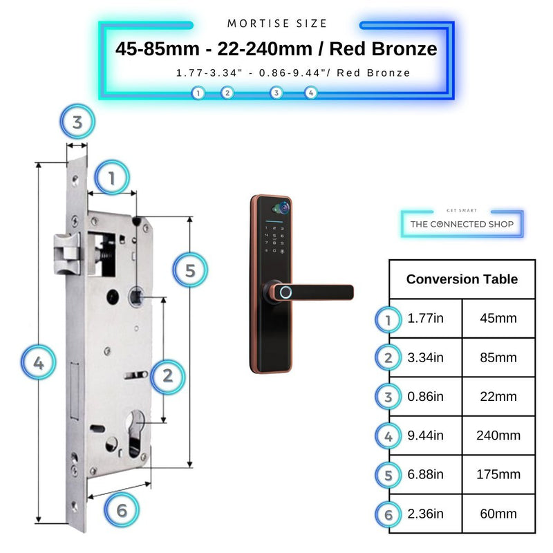 Universal Smart Door Lock Camera - 45-85mm (22x240mm) - Red Bronze -