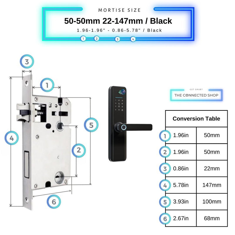 Universal Smart Door Lock Camera - 50-50mm (22x147mm) - Black -