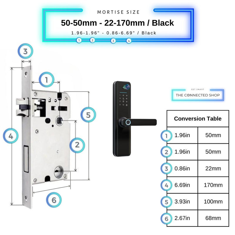 Universal Smart Door Lock Camera - 50-50mm (22x170mm) - Black -