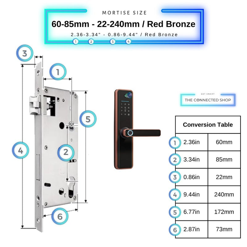 Universal Smart Door Lock Camera - 60-85mm (22x240mm) - Red Bronze -