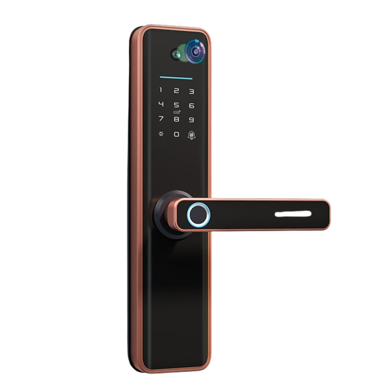 Universal Smart Door Lock Camera - No Mortise - Red Bronze -